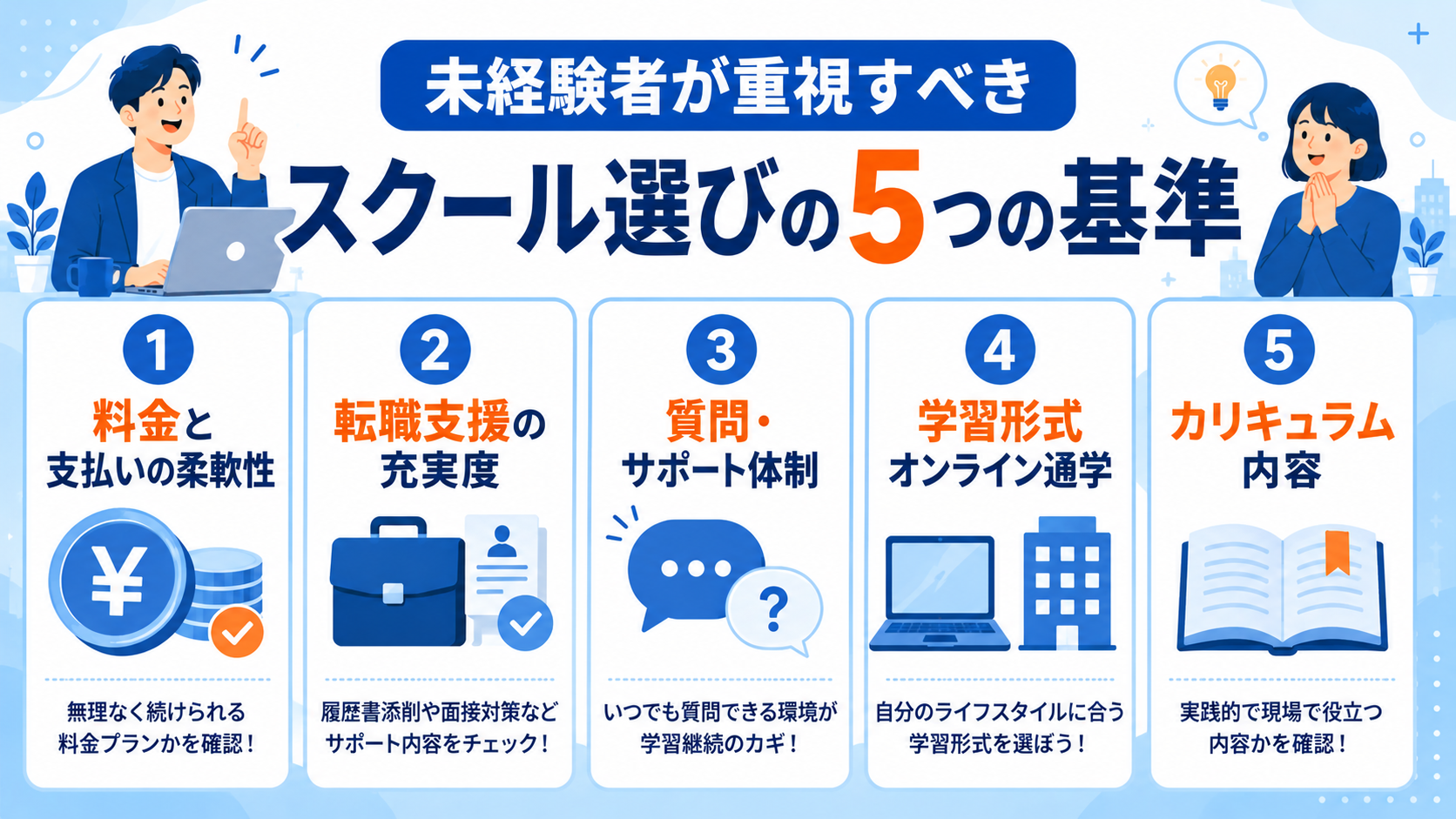 未経験者が重視すべきプログラミングスクール選定基準5つ