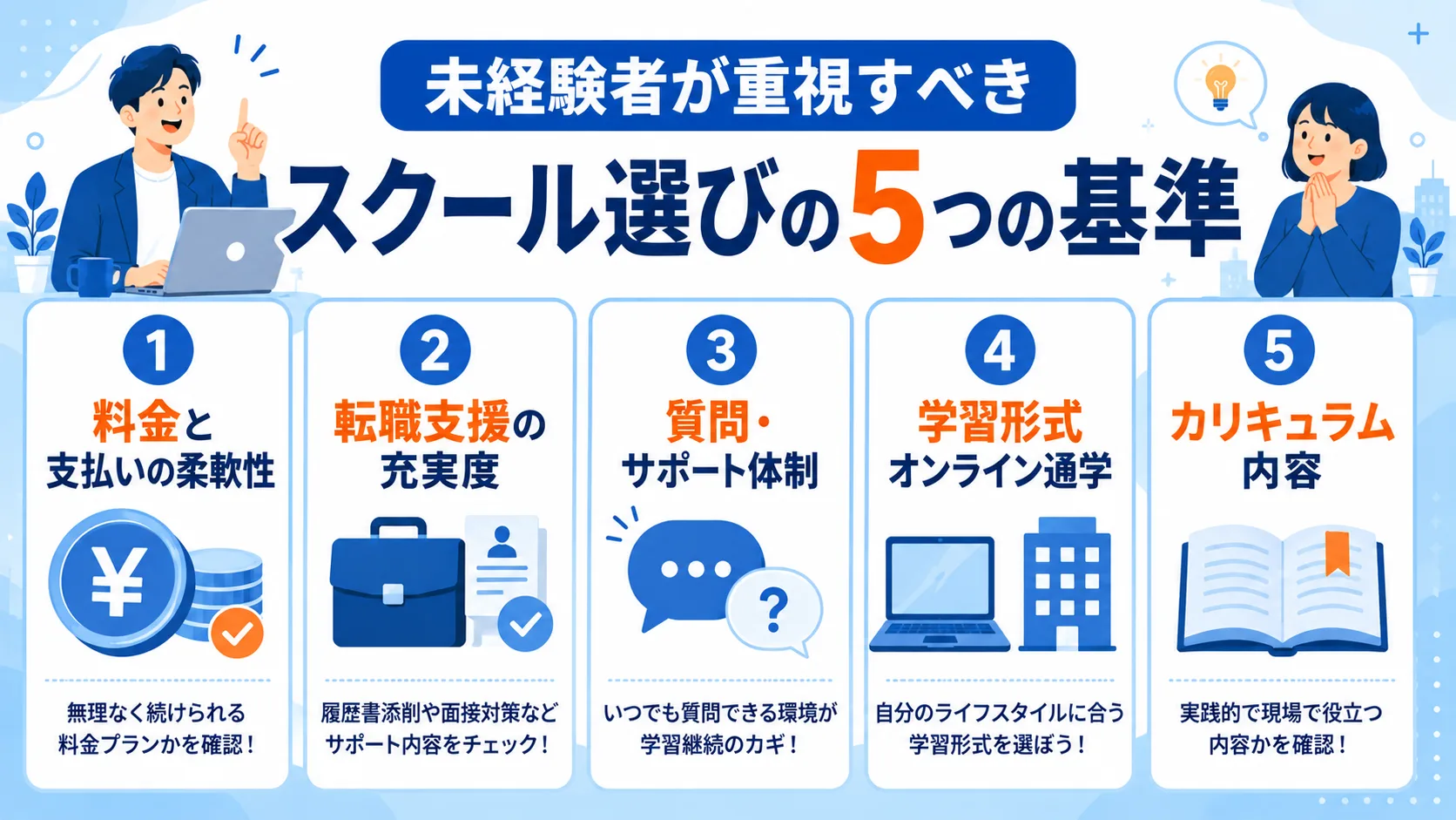 未経験者が重視すべきプログラミングスクール選定基準5つ